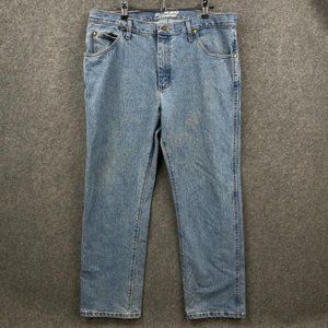 Wrangler Mens Jeans 47 Regular Advanced Comfort Blue Denim Straight Leg Work 34